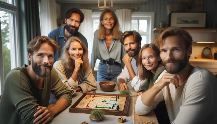 Familj som spelar sallskapsspel